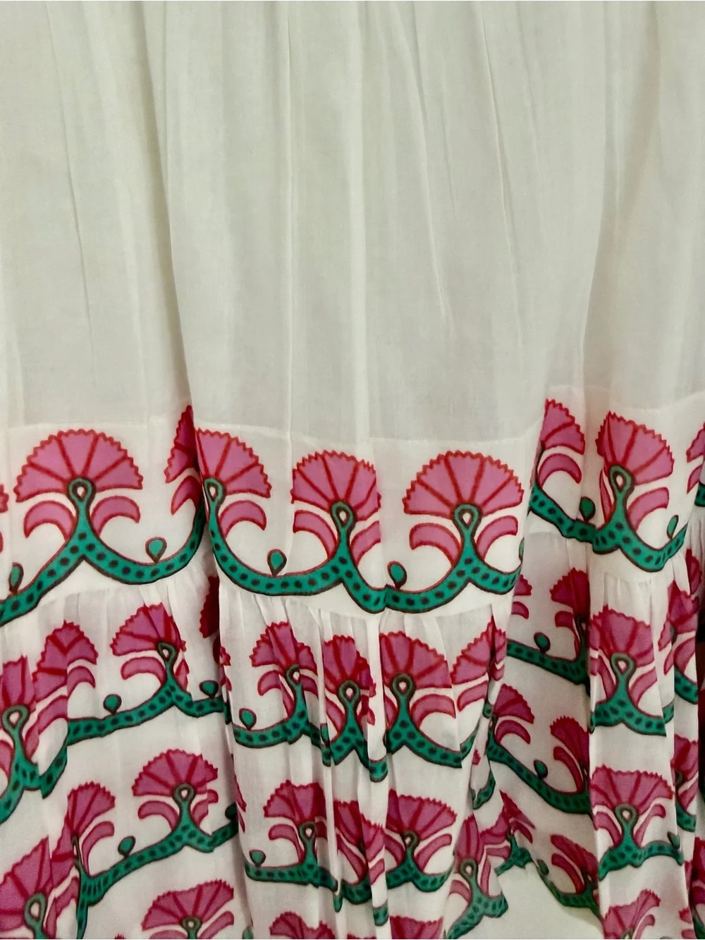 Oliphant White Cotton sleeveless dress with Pink and teal Floral detail Sz M - Picture 3 of 5